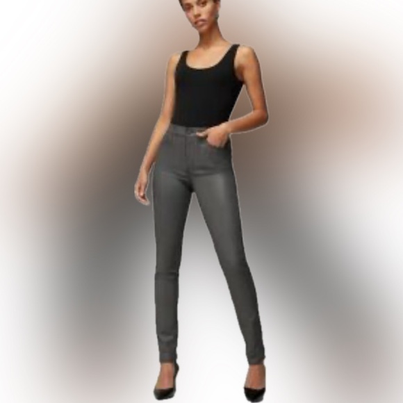 White House Black Market Pants - White House Black Market | High rise coated Skinny Jeans charcoal